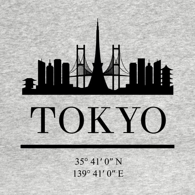 TOKYO JAPAN BLACK SILHOUETTE SKYLINE ART by deificusArt